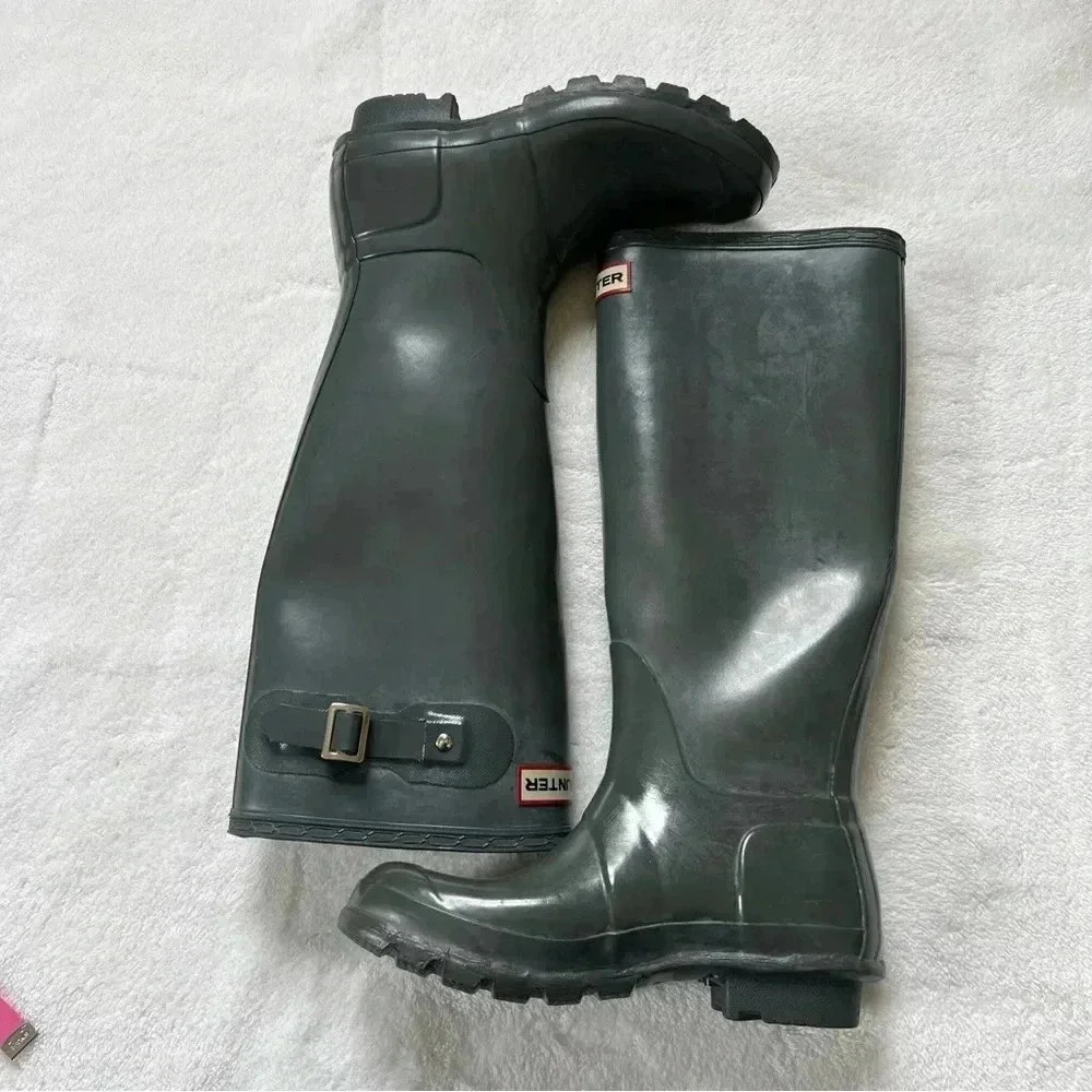 Hunter Original Gloss Tall Gray Rain Boots Size 5M 6F US. 37